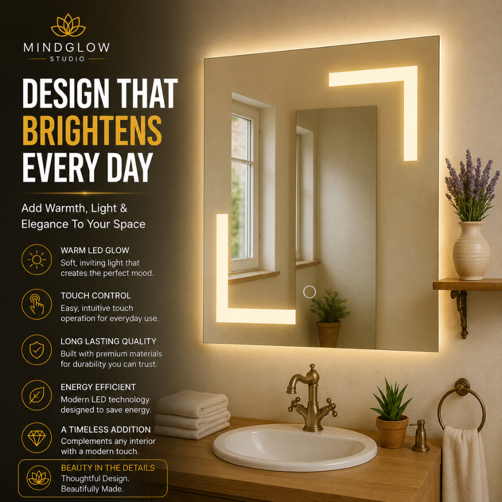 ARIES LED Mirror – Engraved Backlit Wall Mirror, Anti-Fog, IP67
