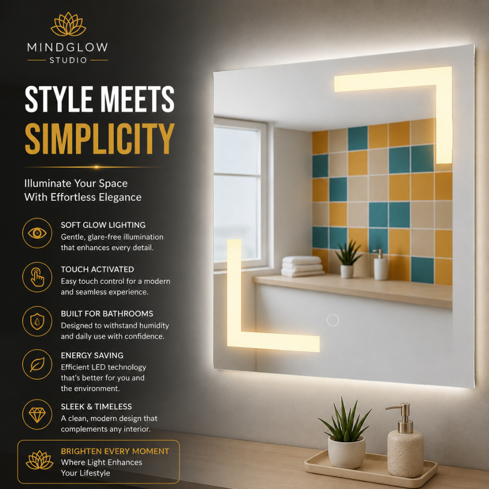ARIES LED Mirror – Engraved Backlit Wall Mirror, Anti-Fog, IP67