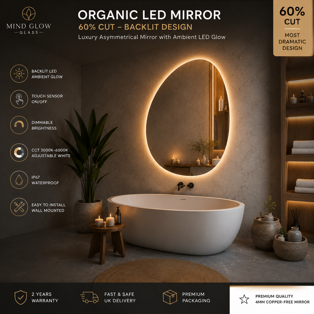 Organic LED Mirror – Asymmetric Backlit Bathroom Mirror