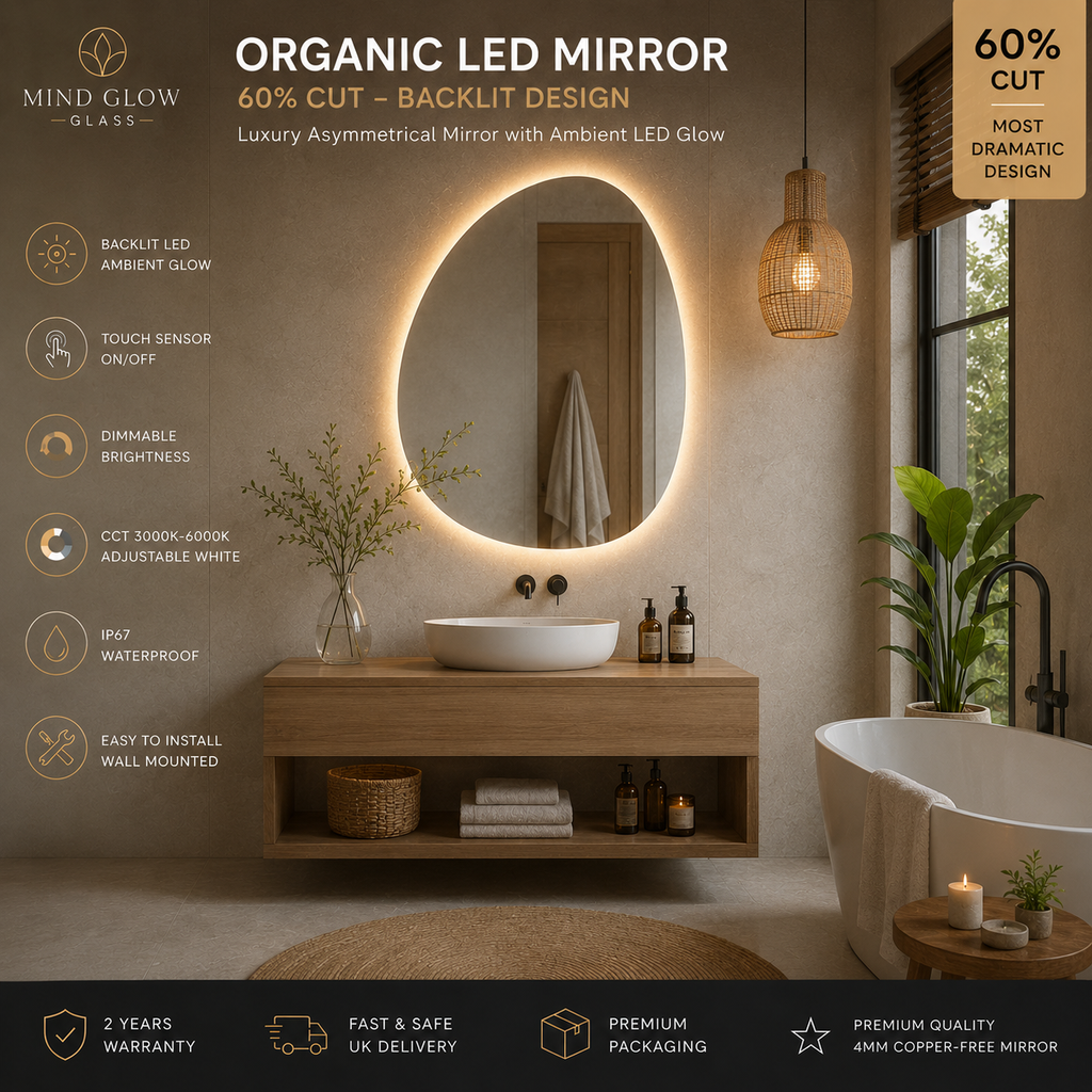 Organic LED Mirror – Asymmetric Backlit Bathroom Mirror