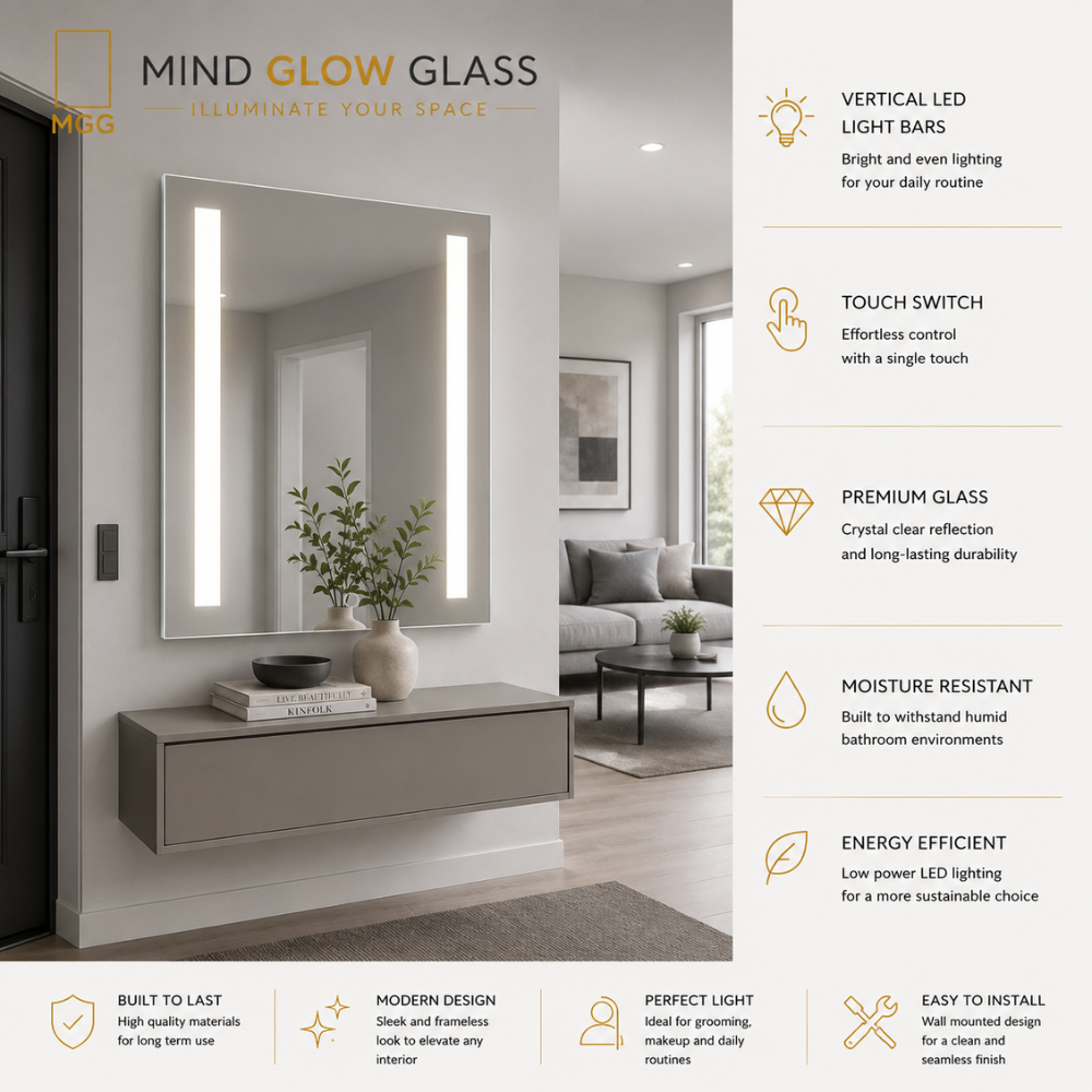 VIRGO Backlit LED, Frameless, Bathroom Mirror - Touch Sensor Modern