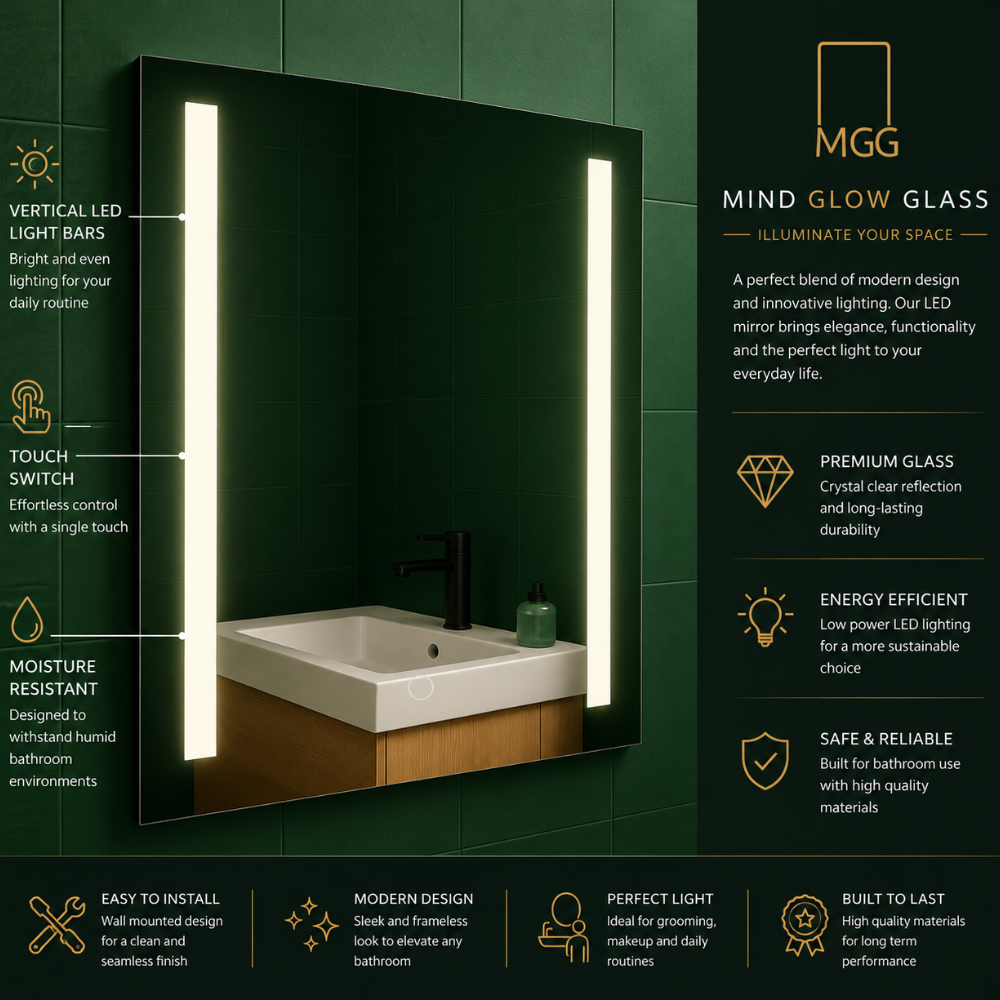 VIRGO Backlit LED, Frameless, Bathroom Mirror - Touch Sensor Modern