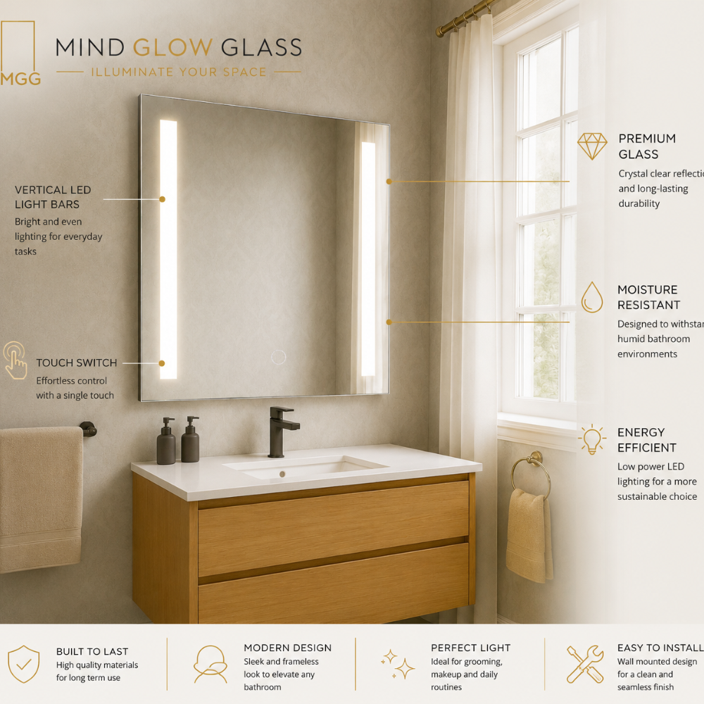 VIRGO Backlit LED, Frameless, Bathroom Mirror - Touch Sensor Modern