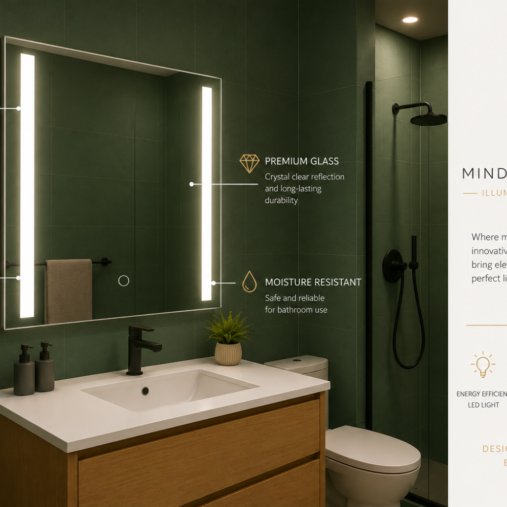 VIRGO Backlit LED, Frameless, Bathroom Mirror - Touch Sensor Modern