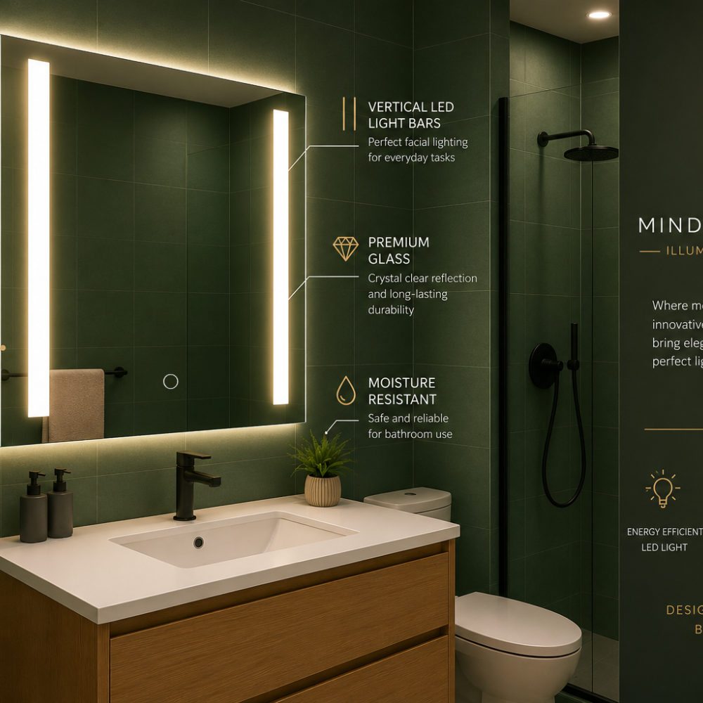 VIRGO Backlit LED, Frameless, Bathroom Mirror - Touch Sensor Modern