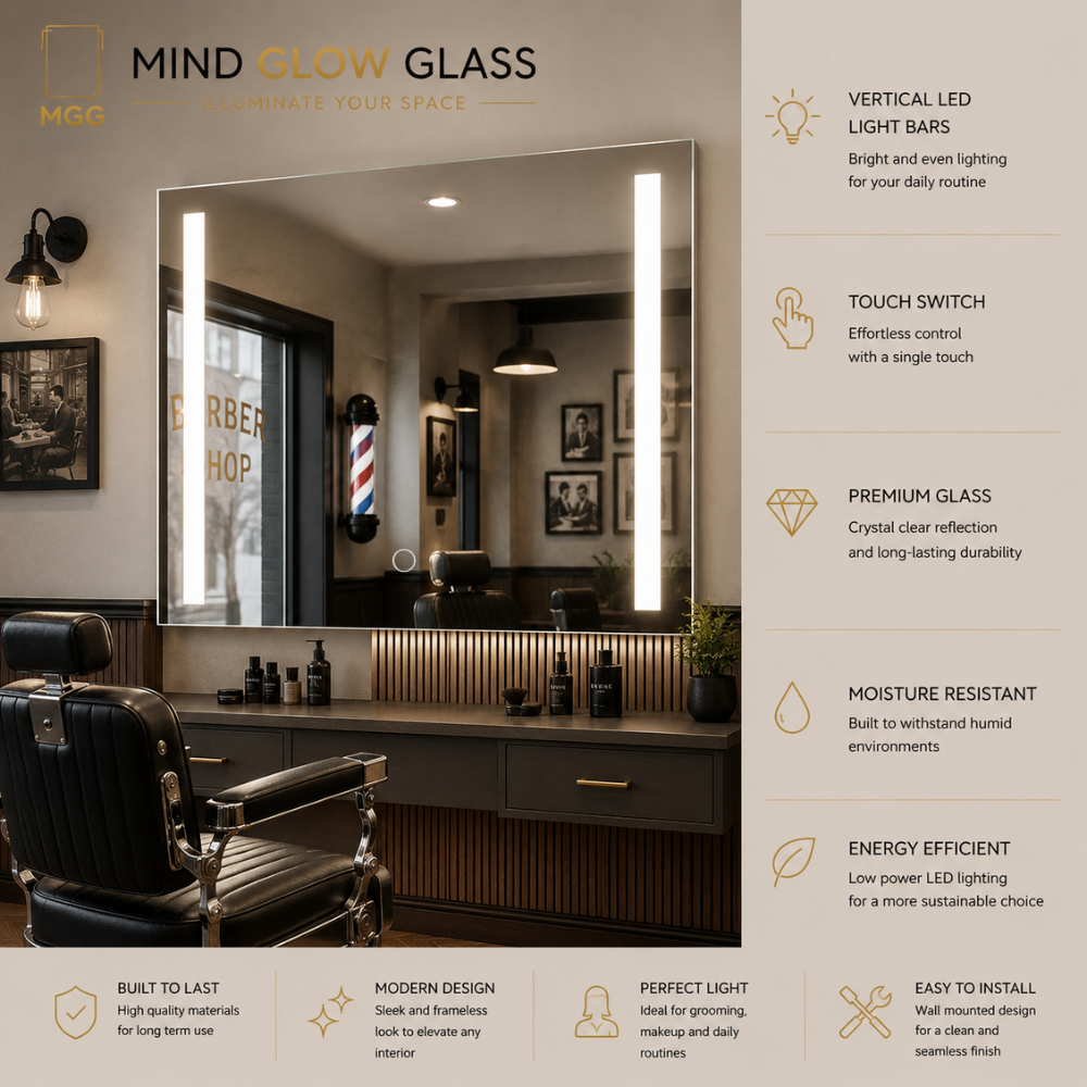 VIRGO Backlit LED, Frameless, Bathroom Mirror - Touch Sensor Modern