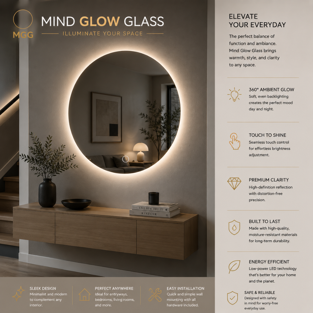 Luxury Round LED Mirror Bathroom Backlit Illuminated Touch Sensor 600/700/800mm