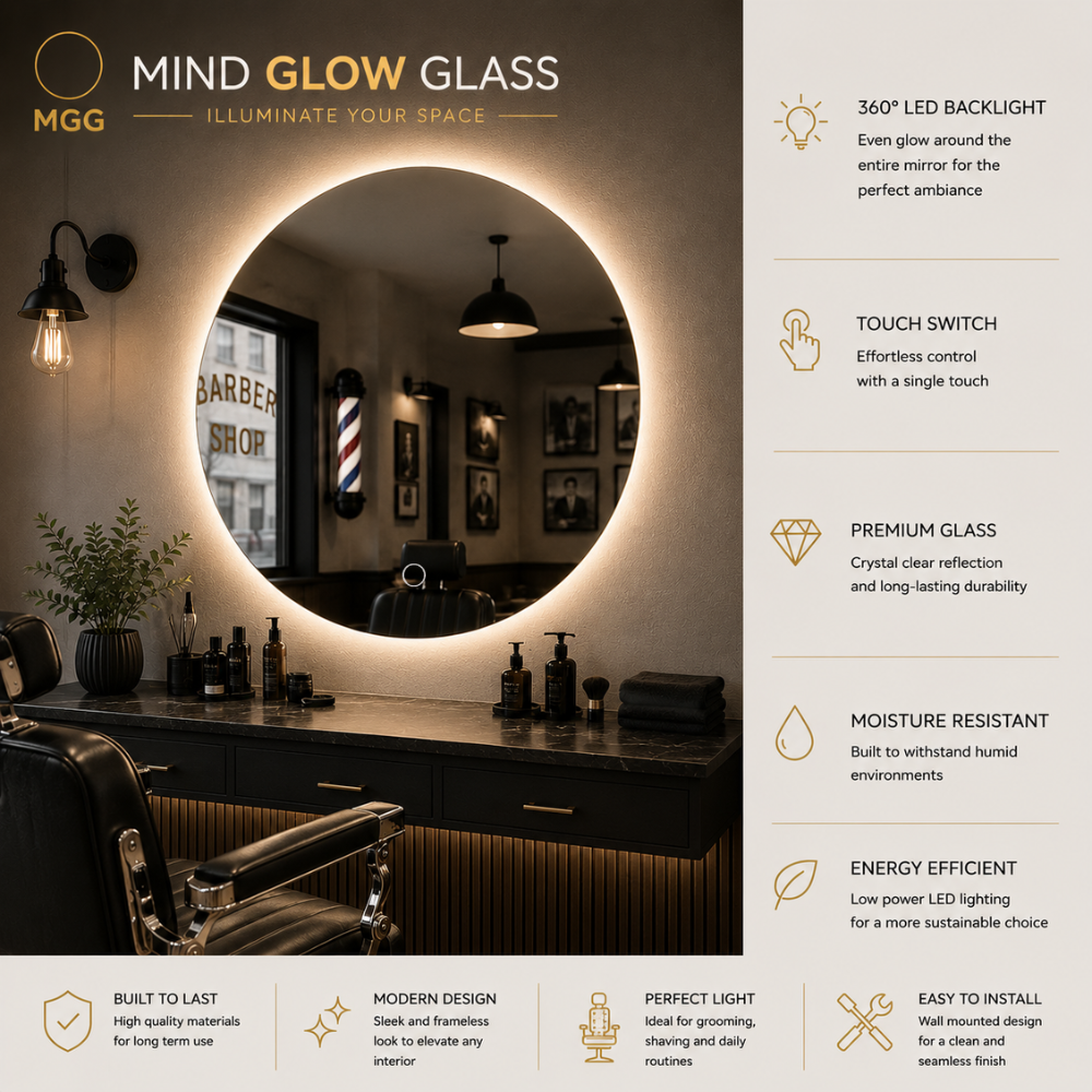Luxury Round LED Mirror Bathroom Backlit Illuminated Touch Sensor 600/700/800mm