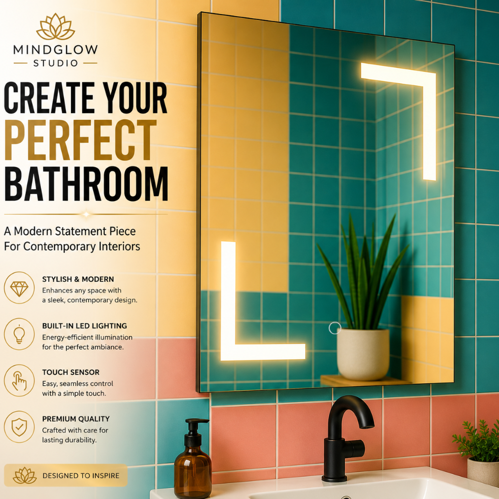 ARIES LED Mirror – Engraved Backlit Wall Mirror, Anti-Fog, IP67