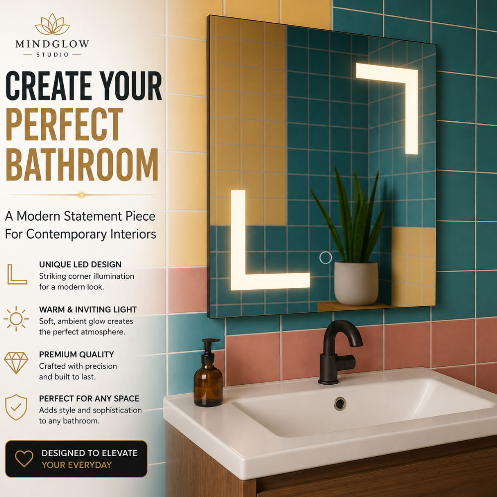 ARIES LED Mirror – Engraved Backlit Wall Mirror, Anti-Fog, IP67
