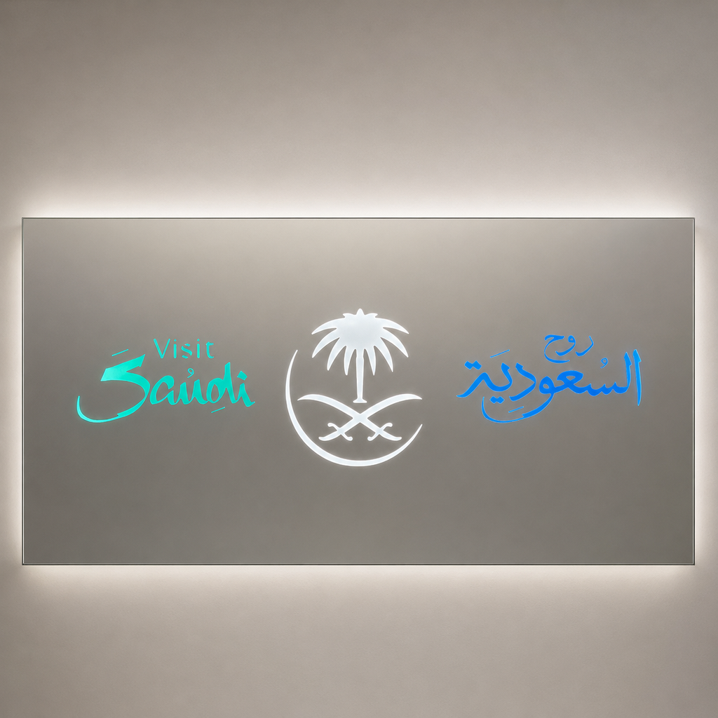 Backlit Engraved Logo Sign 120 × 90 cm — Custom Business & Reception Sign, Engraved Glass