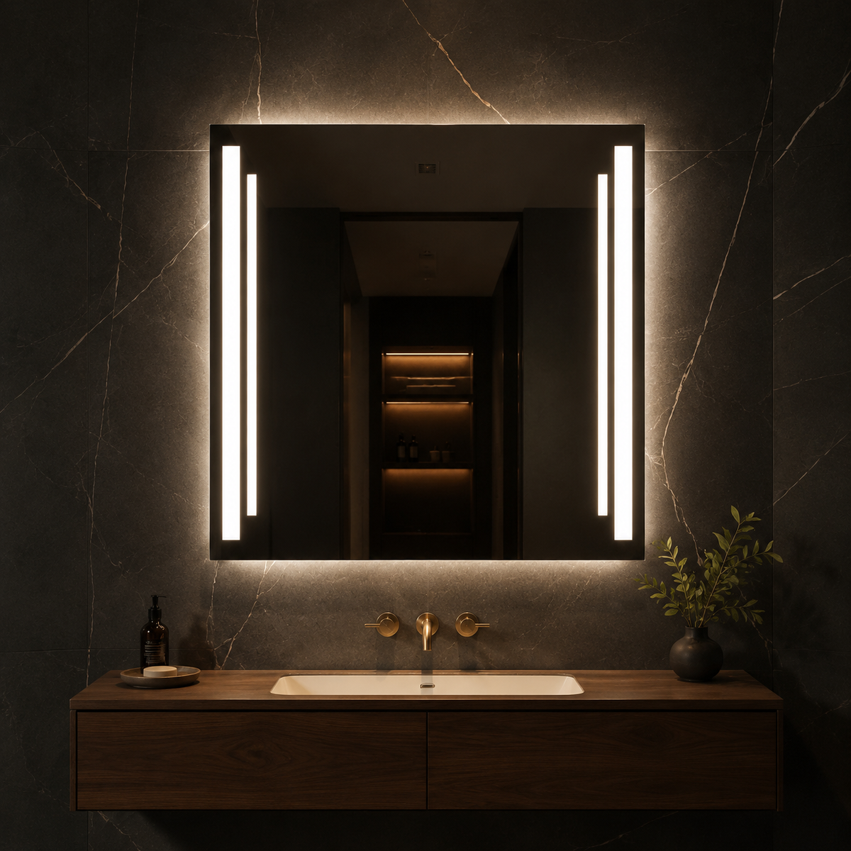 LEO Backlit LED Bathroom Mirror – Warm 3000K, CRI 90