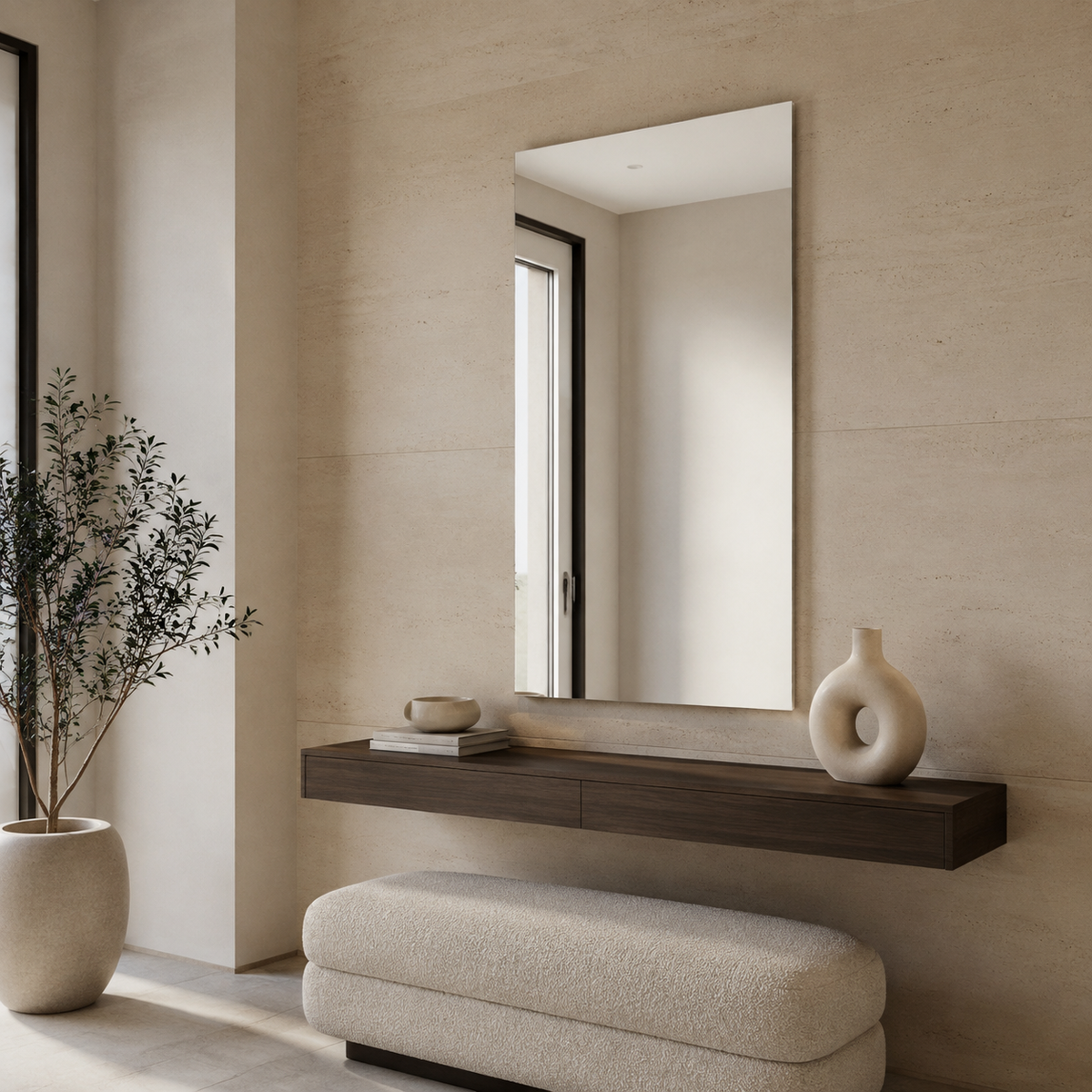 Frameless Bathroom Mirror with Polished Edges – 4 mm Wall Mirror