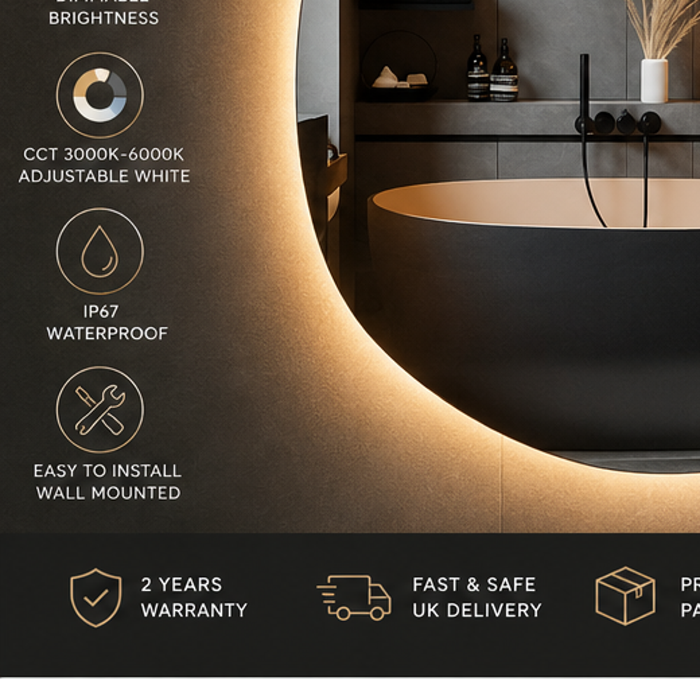 Organic LED Mirror – Asymmetric Backlit Bathroom Mirror