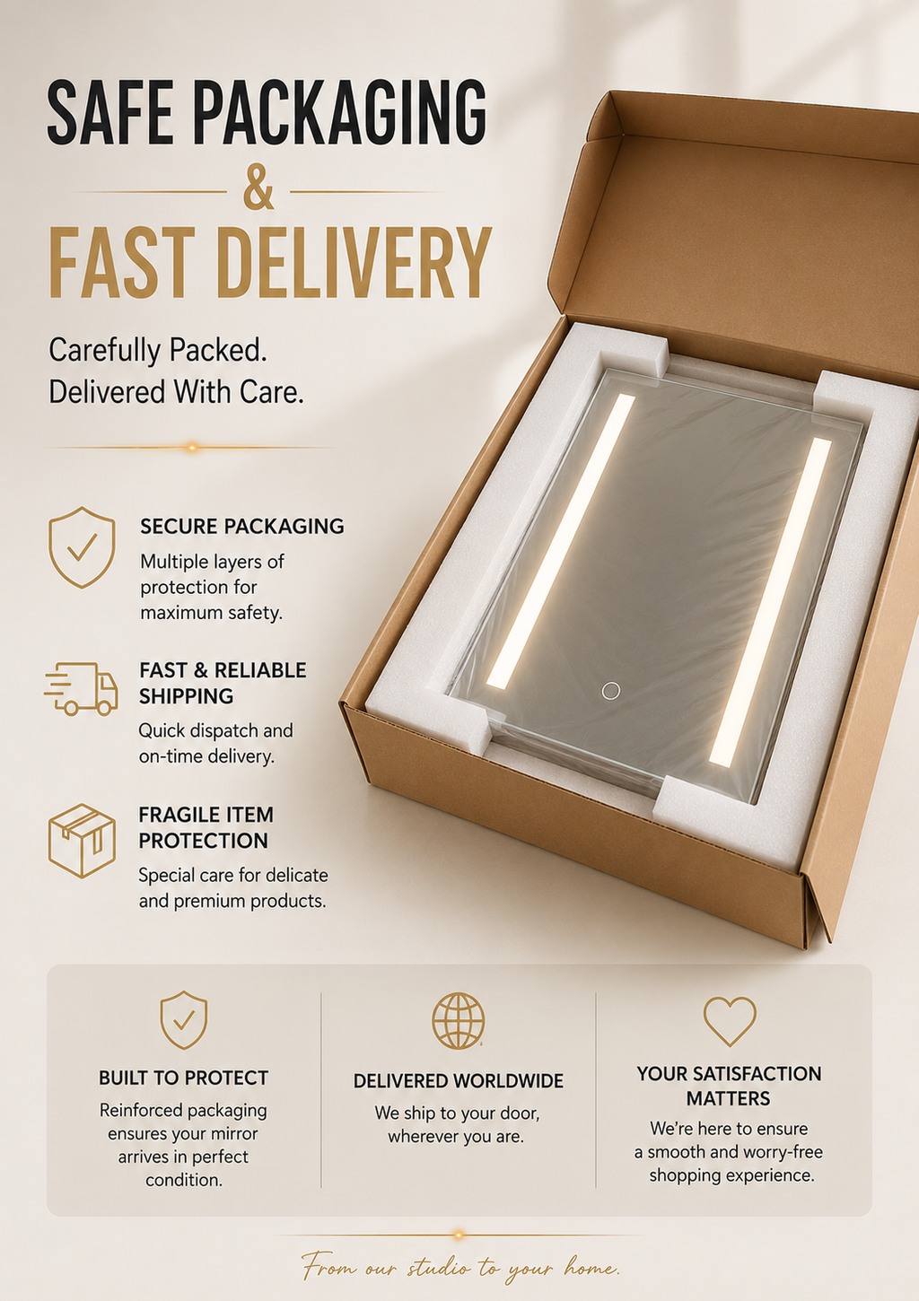 VIRGO Backlit LED, Frameless, Bathroom Mirror - Touch Sensor Modern