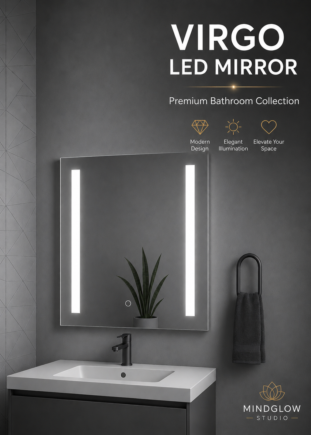 VIRGO Backlit LED, Frameless, Bathroom Mirror - Touch Sensor Modern