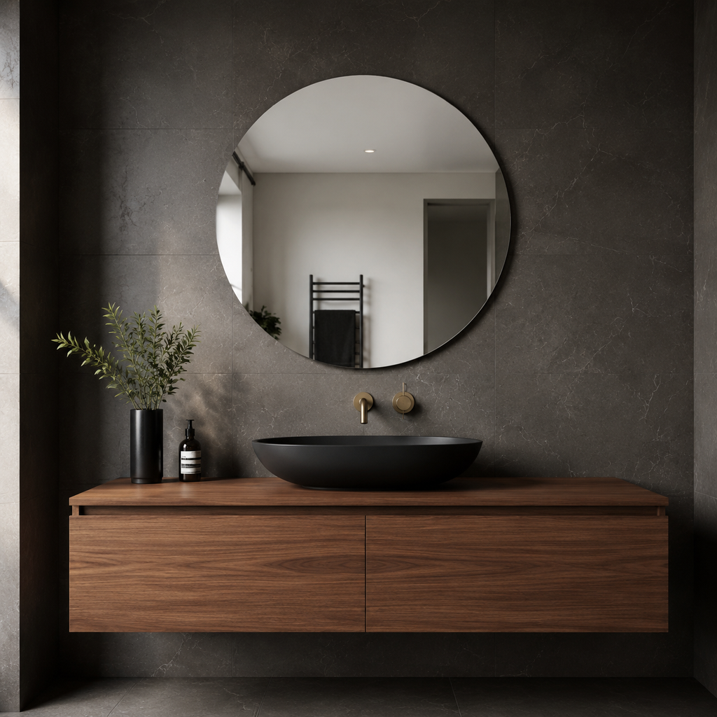 Round Frameless Bathroom Mirror – Polished Edge, 600–900 mm