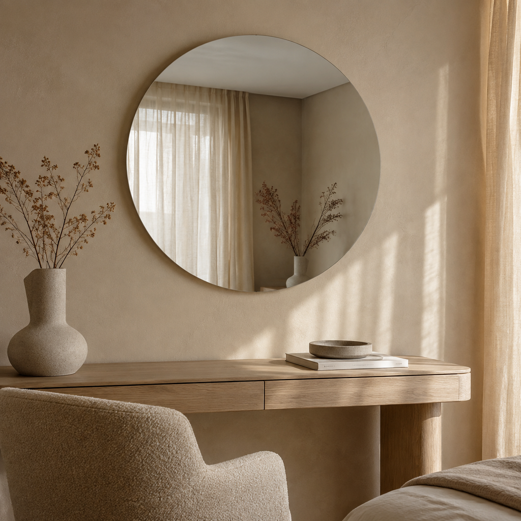 Round Frameless Bathroom Mirror – Polished Edge, 600–900 mm