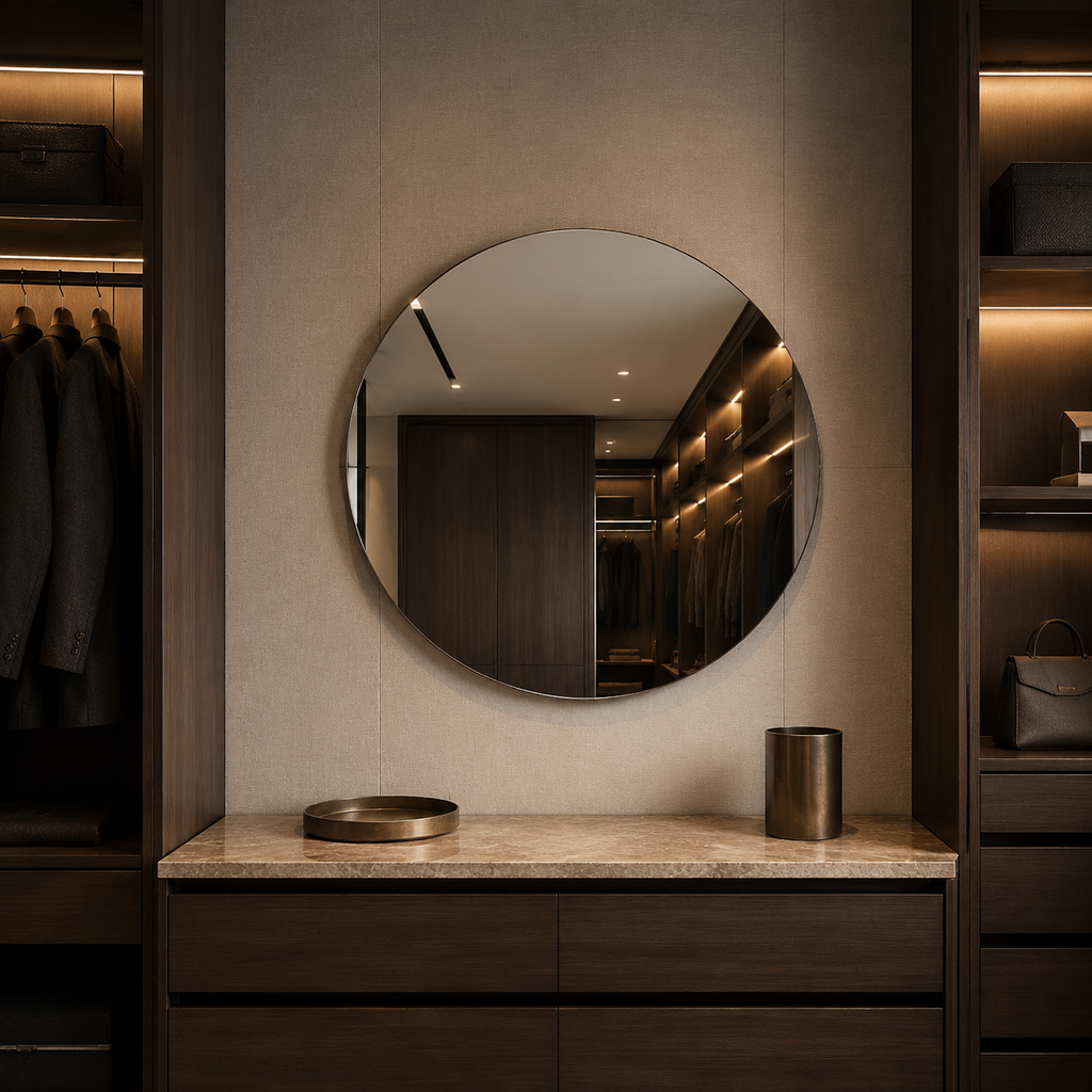 Round Frameless Bathroom Mirror – Polished Edge, 600–900 mm