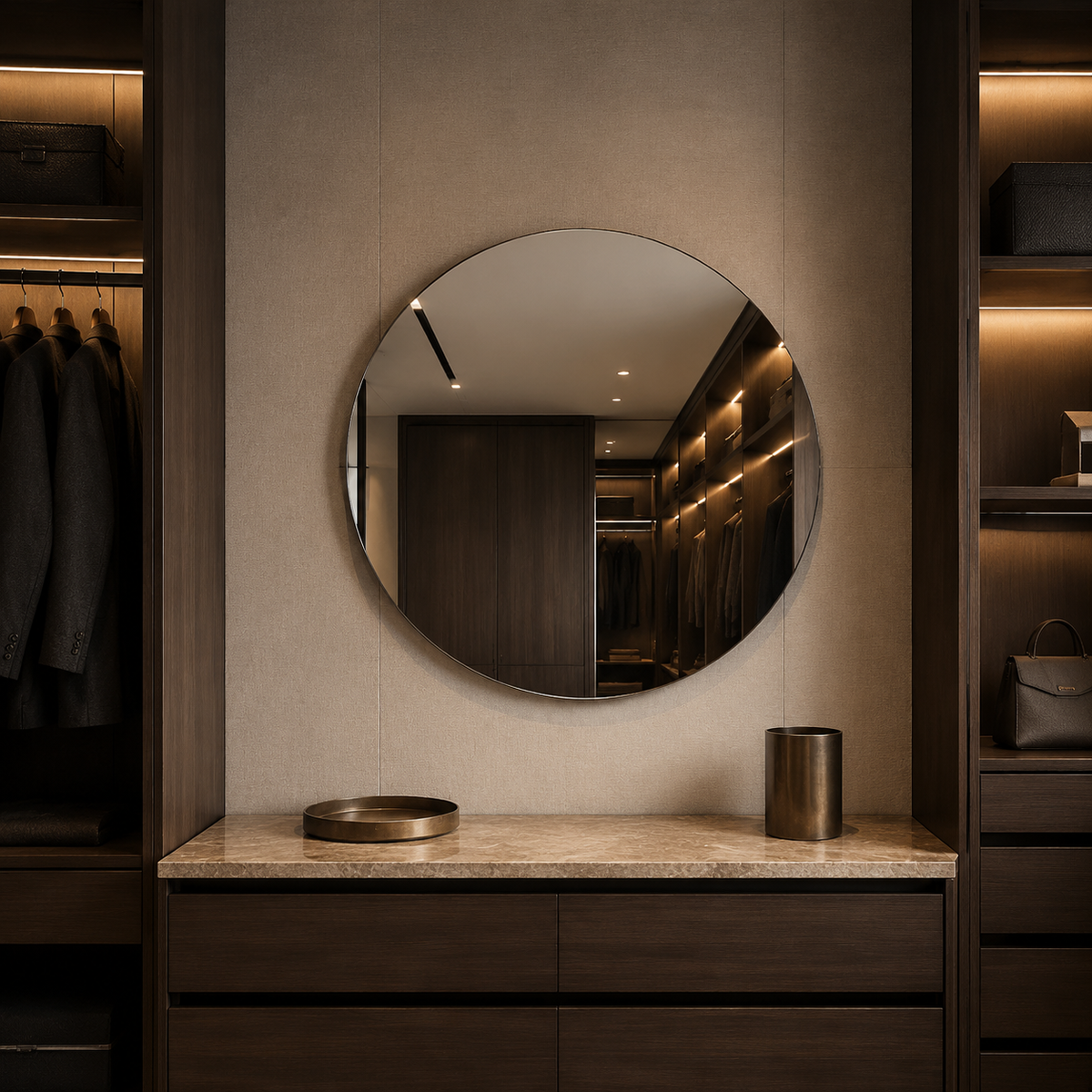 Round Frameless Bathroom Mirror – Polished Edge, 600–900 mm