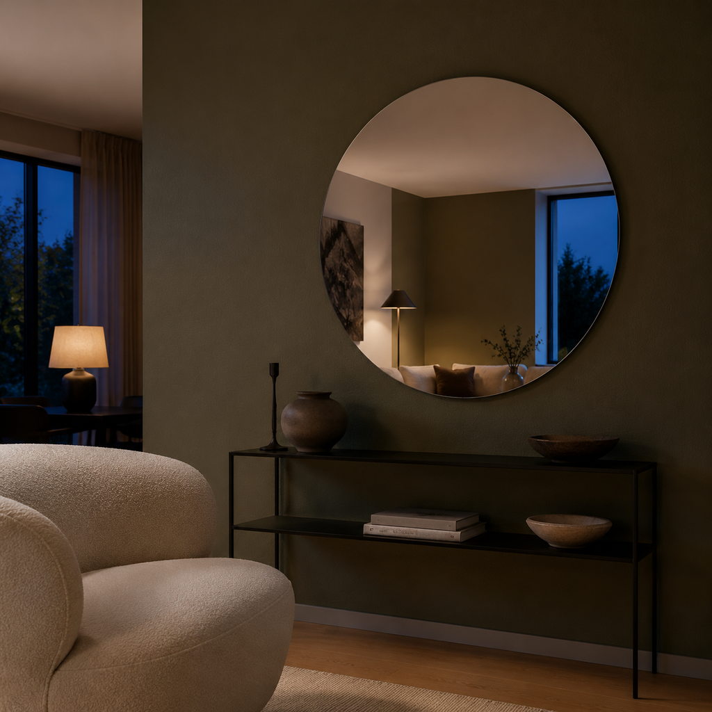 Round Frameless Bathroom Mirror – Polished Edge, 600–900 mm