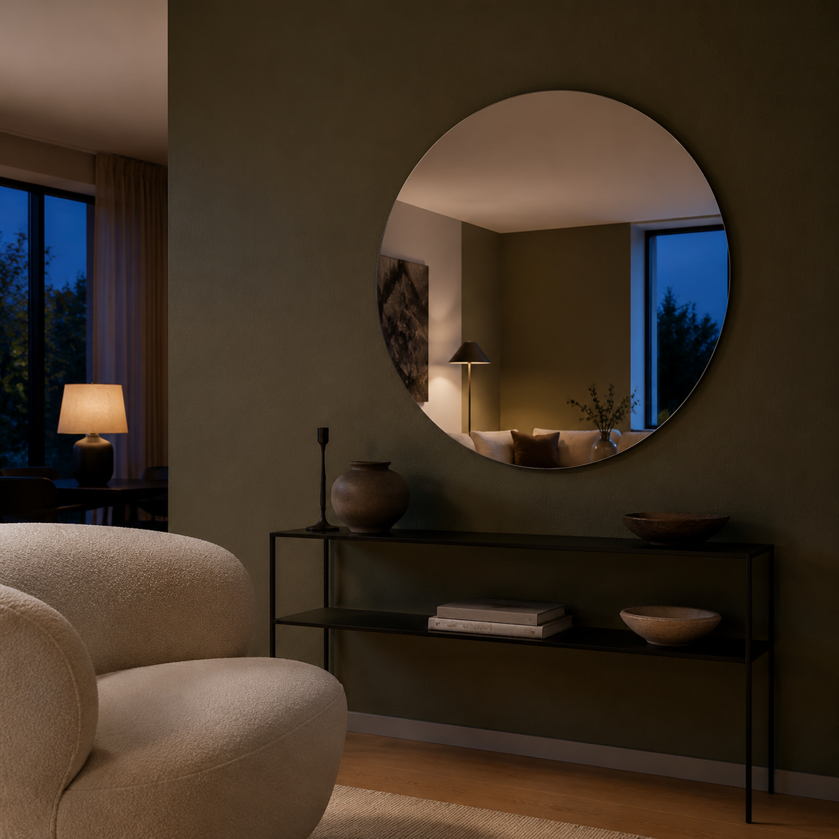 Round Frameless Bathroom Mirror – Polished Edge, 600–900 mm
