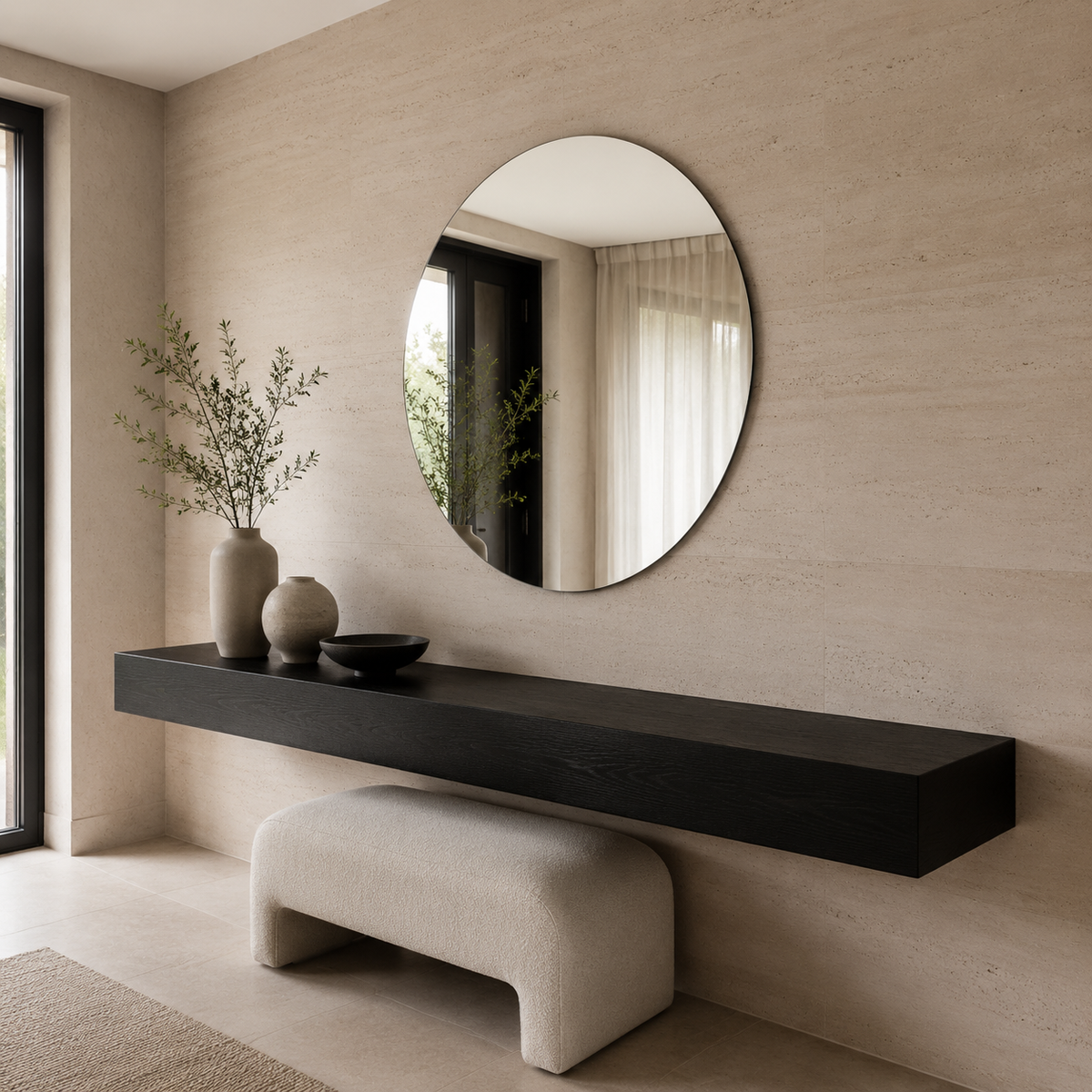 Round Frameless Bathroom Mirror – Polished Edge, 600–900 mm