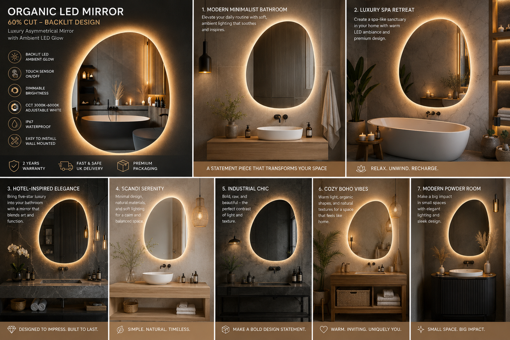 Organic LED Mirror – Asymmetric Backlit Bathroom Mirror