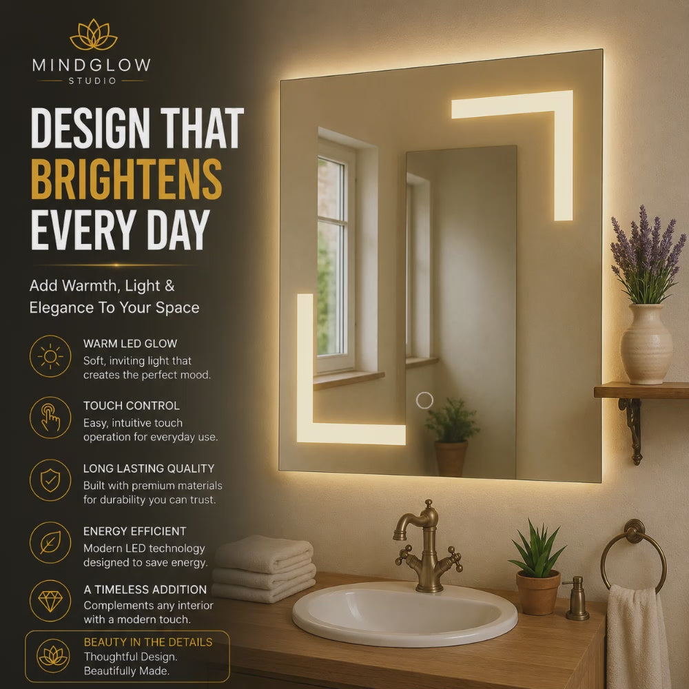 ARIES LED Mirror – Engraved Backlit Wall Mirror, Anti-Fog, IP67